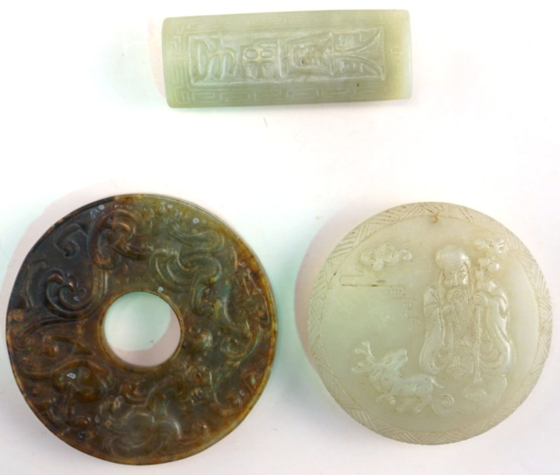 Drei chinesische Jade Objekte - Bild 4 aus 4
