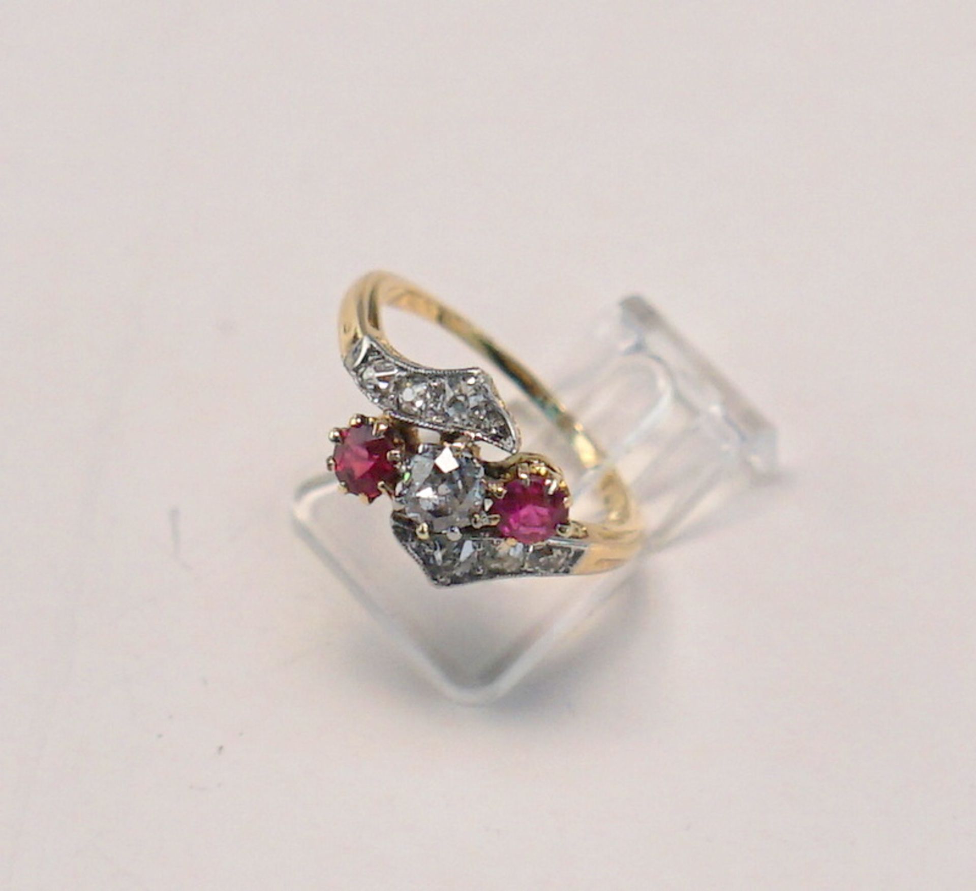 Antiker Rubin-Diamant-Ring, um 1900, 585 GG - Image 2 of 2