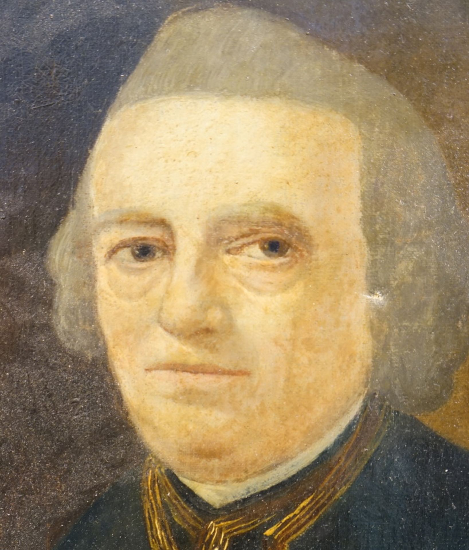 Portrait eines Herrn mit Goldbrokat bestickter Weste, ca. um 1800 - Bild 2 aus 3