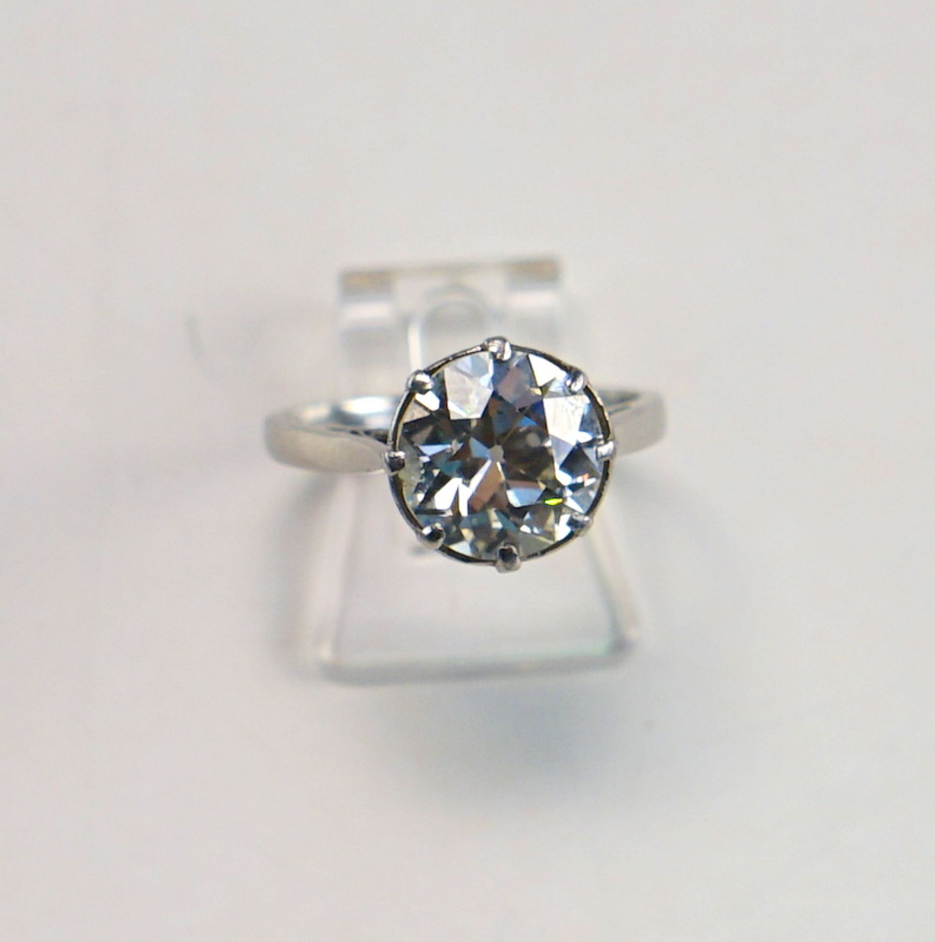 Solitärring mit 3,57ct Altschliffdiamant, 585 WG - Bild 5 aus 6