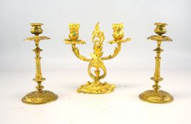 Drei Kerzenhalter Bronze, 19. Jhd.