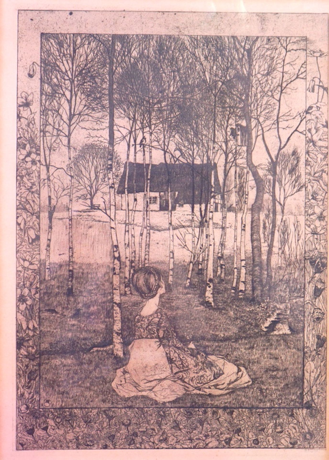 Vogler, Heinrich: "Frühling" Radierung von 1896