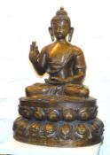Sehr großer Buddha Shakyamuni auf Lotus Thron mit Segnungsgestus Höhe 68 cm