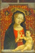 Madonna reicht dem Jesuskind ein Paar Kirschen, Norditalien wohl ca. um 1480