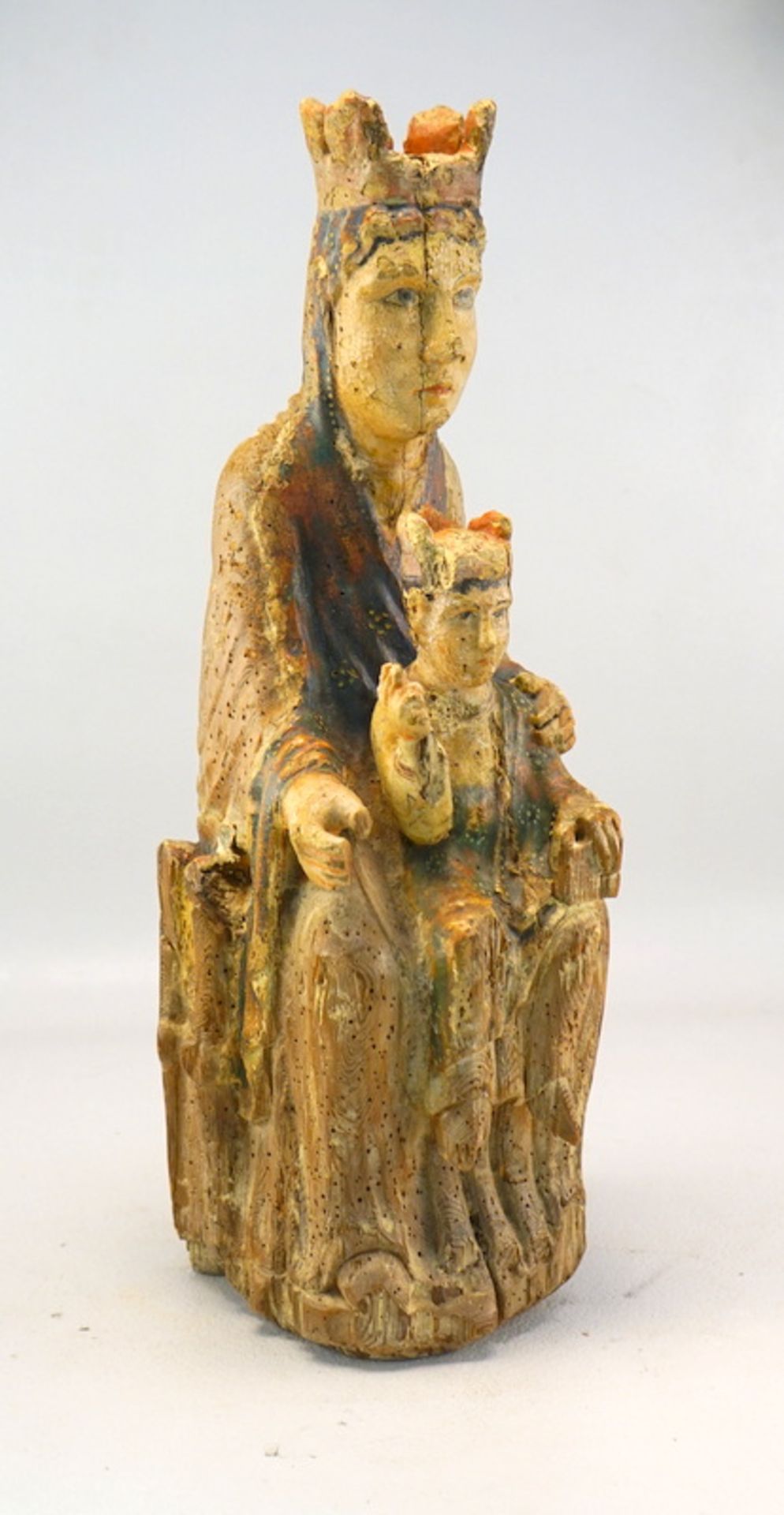Thronende Madonna mit dem Christuskind, romanisch, Spanien 12. Jhd. - Bild 2 aus 6