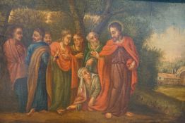 Flämische Meister des 17.Jh.: Jesus heilt eine junge Frau, Evangelium nach Markus 5, Vers 25-34