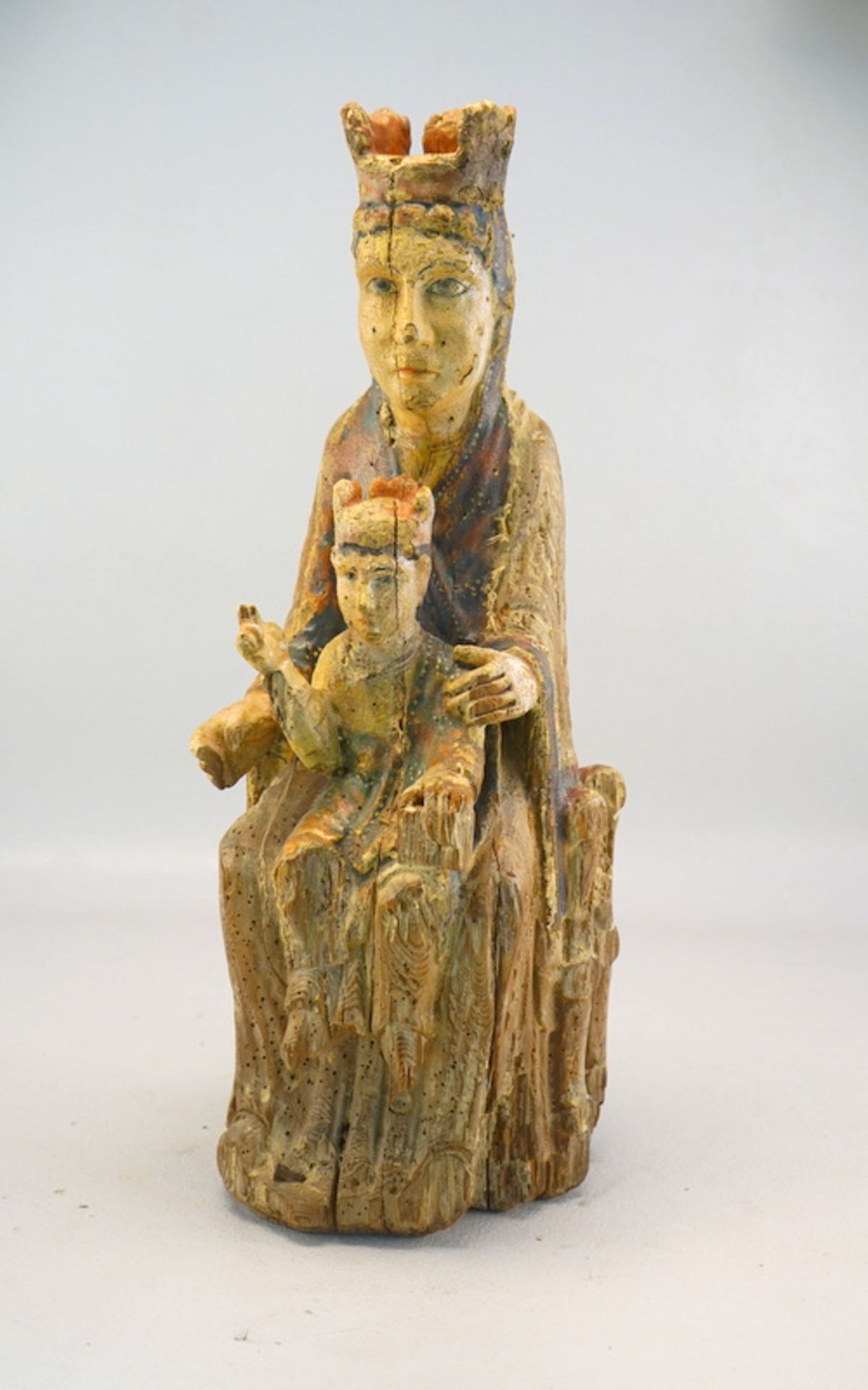 Thronende Madonna mit dem Christuskind, romanisch, Spanien 12. Jhd.
