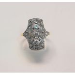 Art Déco Diamant-Ring, 585 GG mit Platin