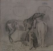 Volkers, Emil: Zwei Pferde im Stall, dat.1861