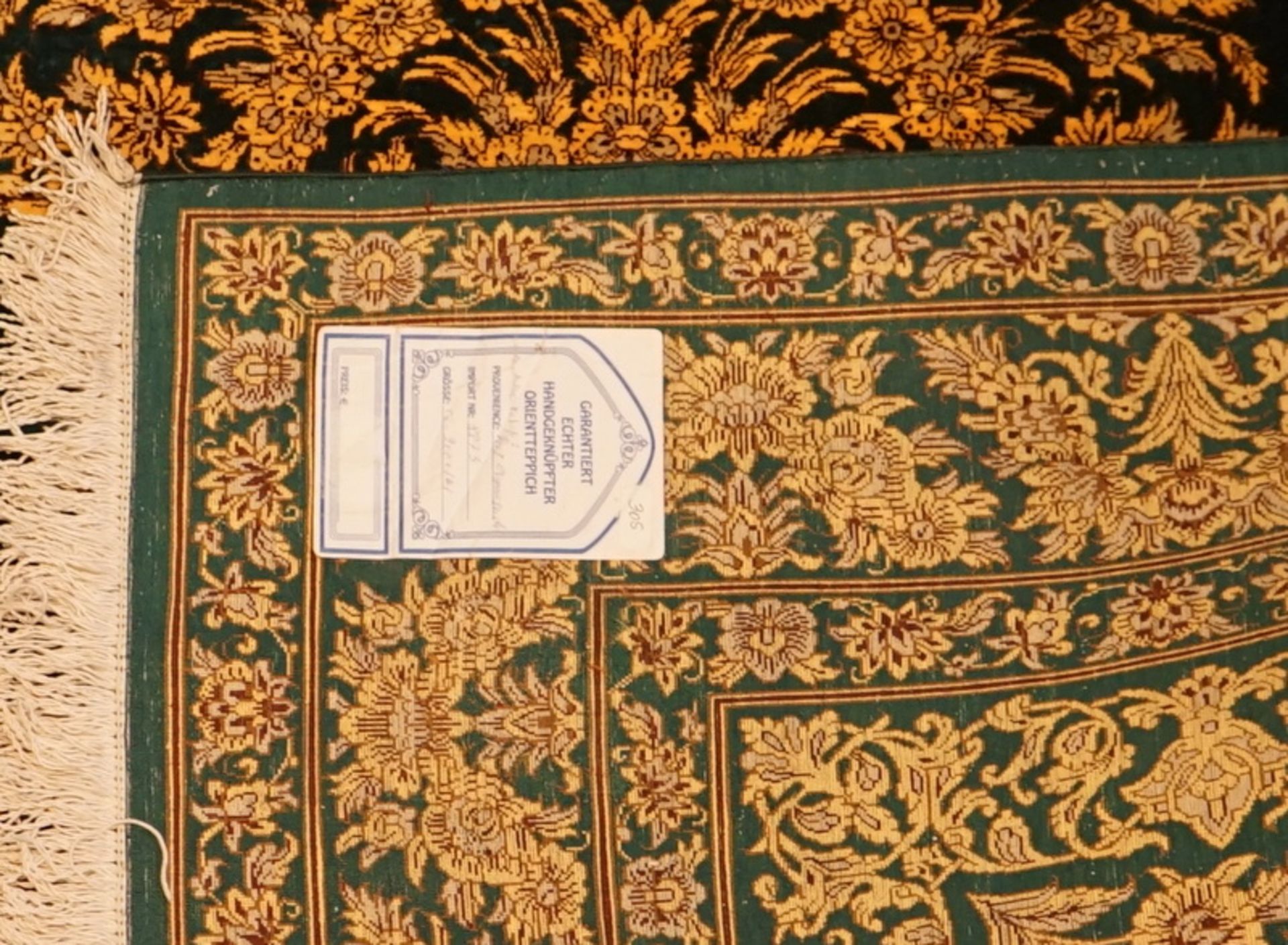 Persischer Gulshan in Grün und Gold auf Seide - Bild 4 aus 4