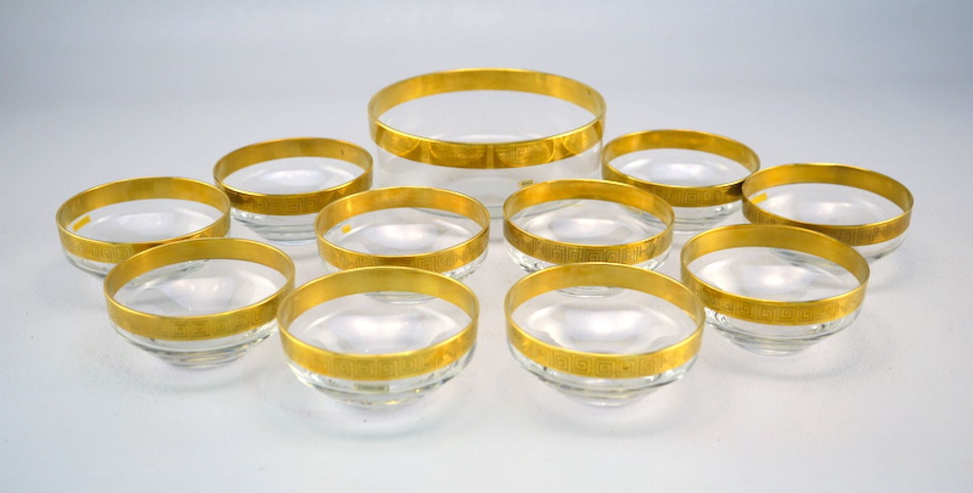 Ichendorf: Dessertschalen-Set, Glas, Mäander-Goldrand
