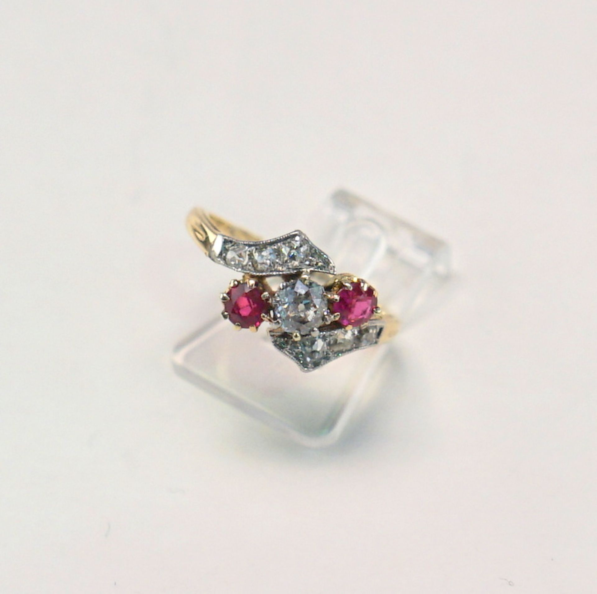 Antiker Rubin-Diamant-Ring, um 1900, 585 GG