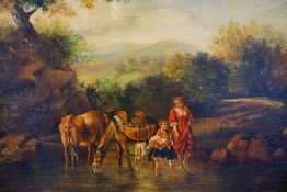 De Vos, Vincent (attr.): Ideallandschaft Mutter mit Kind bei der Flussüberquerung