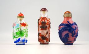 Drei alte Peking Glas Snuff Bottles