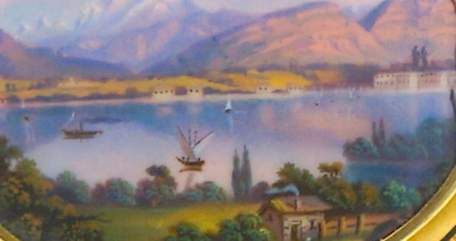 Außergewöhnliches Schmuckset Emailmaleri, Ansicht vom Genfer See, 750 GG - Bild 5 aus 7