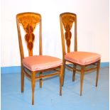 Majorelle, Louis: Pärchen hochlehnige Stühle aufwendig intarsiert, École de Nancy ca. 1915