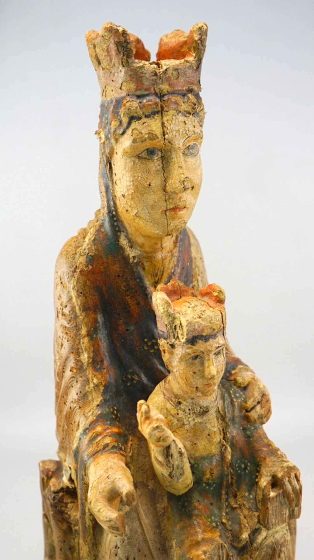 Thronende Madonna mit dem Christuskind, romanisch, Spanien 12. Jhd. - Bild 3 aus 6