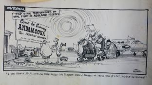 Mitchell, Norm: Cartoons 9 orig Entwürfe. Australian Opal Hunters