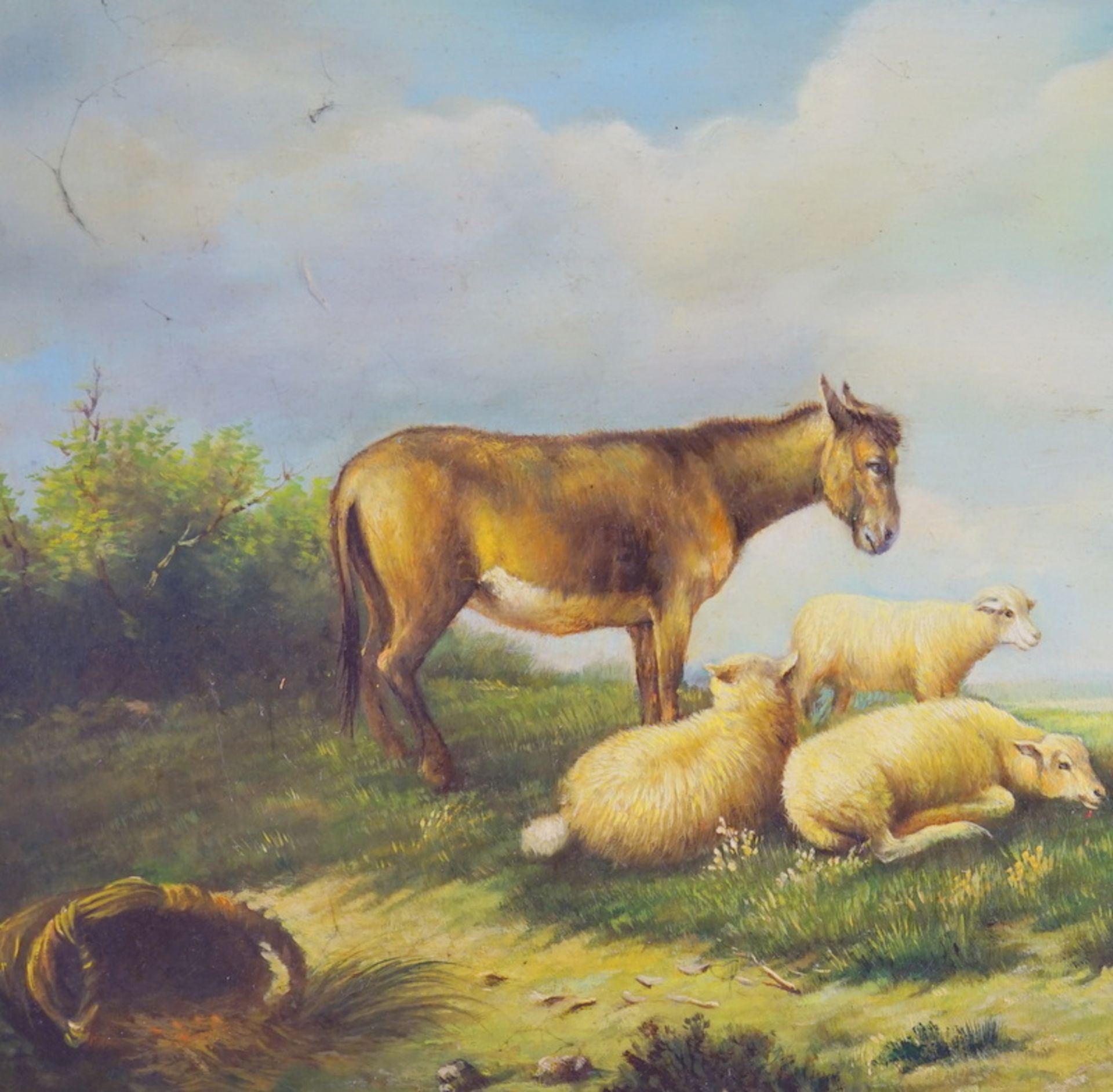 Lutz: Wiese mit Esel und drei Schafen, Anfang 20. Jhd. - Bild 2 aus 4