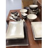 Ethos Asian ceramic dining set, comprising eight bowls, eight chopstick rests, eight plates, six
