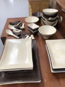 Ethos Asian ceramic dining set, comprising eight bowls, eight chopstick rests, eight plates, six