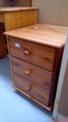 A set of bedside drawers. Height 58.5cm width 42cm depth 42.5cm