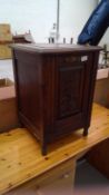 Mahogany podonium coal box. Height 56.5cm width 38cm depth 38cm