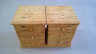 Pair of pine bedside drawers, height 56cm width 42.5cm depth 44cm.