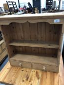 Pine hanging shelf, height 61cm width 63.5cm depth 19.5cm.