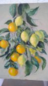 Orange and lemons oil on board.