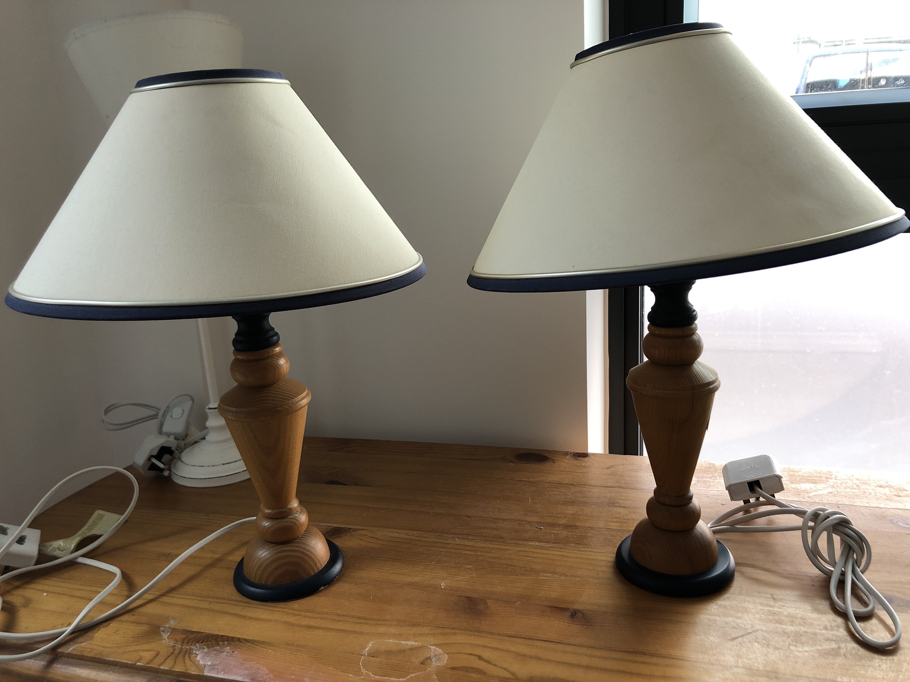 Pair of table lamps and another.