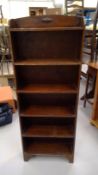 Oak open bookshelves. Height 129.5cm, width 48cm, depth 15.5cm