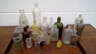 Selection of various vintage glass bottles.