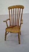 Ash and elm lathe back Windsor armchair.