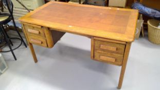 Oak desk, height 76.5cm width 137cm 76cm depth .