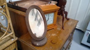 Bent cane mirror with a clock/jewelry box