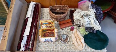 A Japanese eggshell porcelain cup and saucer, a Kangol beret, etc