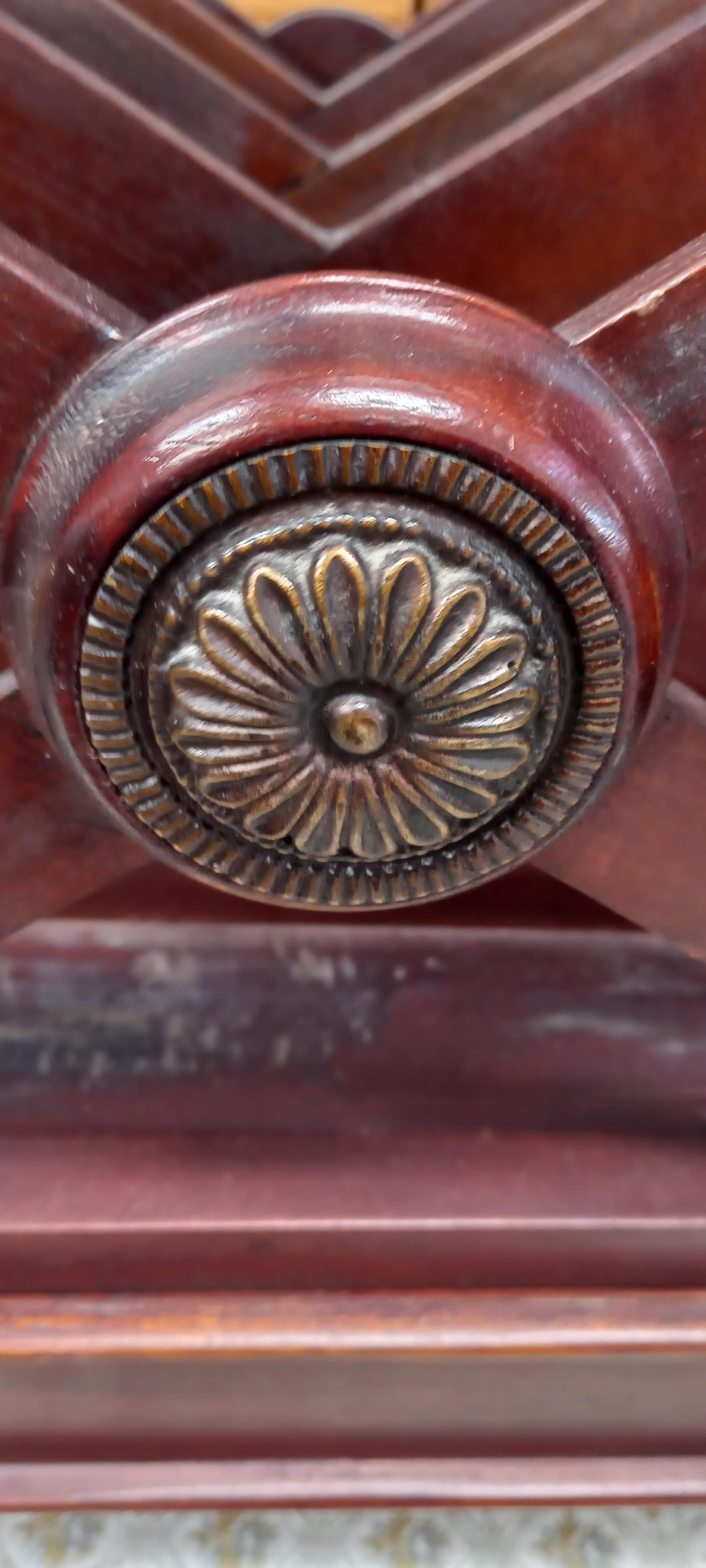 A mahogany criss-cross four section magazine rack with false drawer, 50cm tall, 38cm deep, 47cm - Image 2 of 2