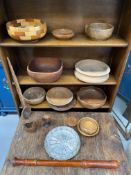 Wood turned bowls and a recorder.