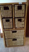 Wicker storage unit, height 71cm width 37cm depth 30cm.