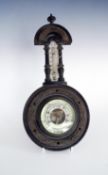 Small aneroid banjo barometer, length approximately 40cm.