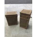 Two wicker laundry baskets.