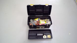 'Stanley' Heavy-duty toolbox. Contains a large selection of screws, nails, feeler gauges, etc.