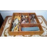 A cutlery tray with miscellaneous stainless steel and silver plated cutlery