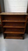 Oak open bookcase, height 99cm, width 82cm depth 23.5cm.