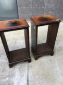 Pair of mahogany bedside tables, height 64cm width 34cm depth 25cm.