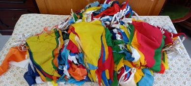 A large quantity of handmade bunting.