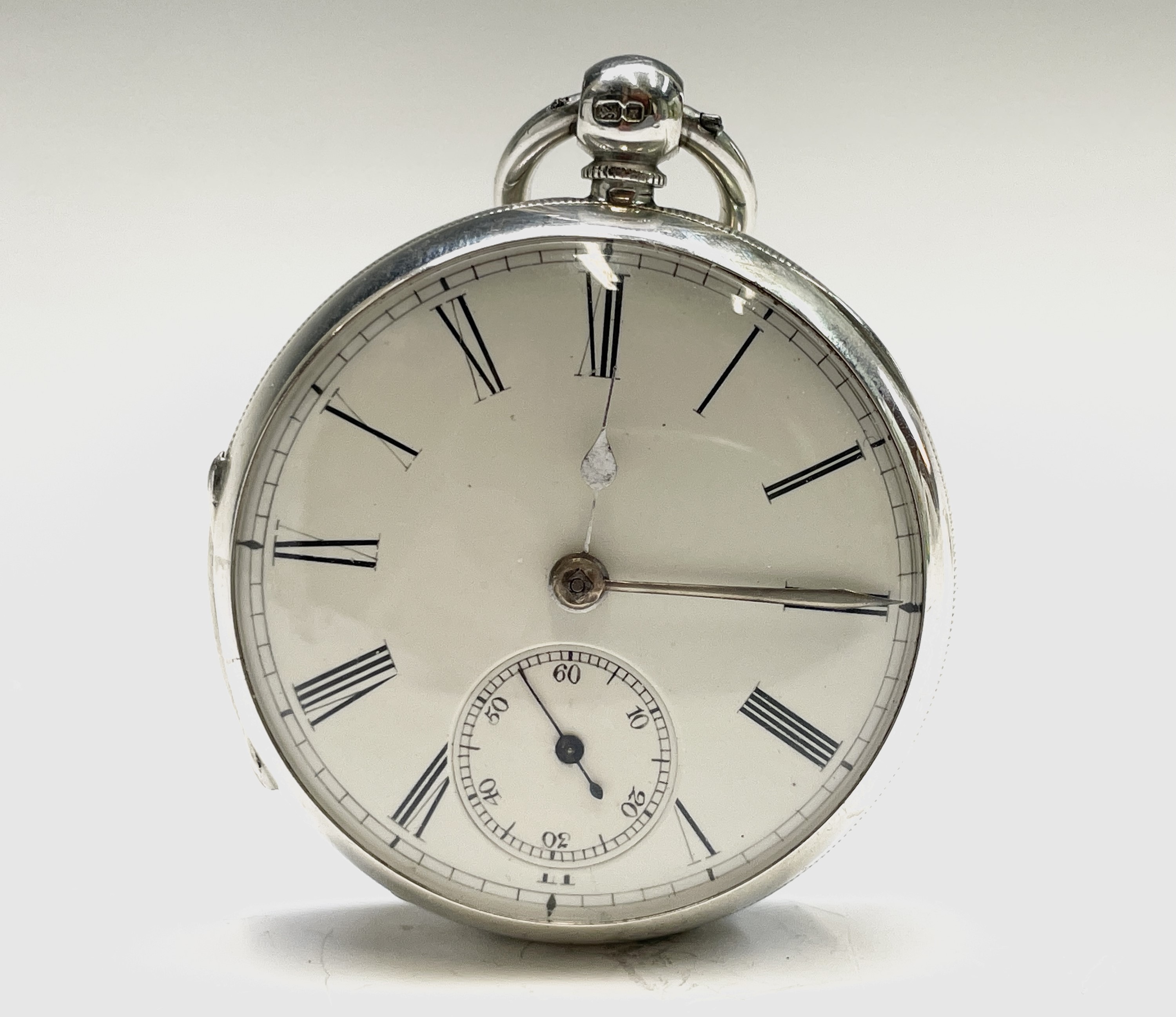 An English fusee silver pocket watch, movement no. 14743. Chester 1873, 53.5mm. Phillip Wadsworth.
