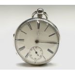 An English fusee silver pocket watch, movement no. 14743. Chester 1873, 53.5mm. Phillip Wadsworth.