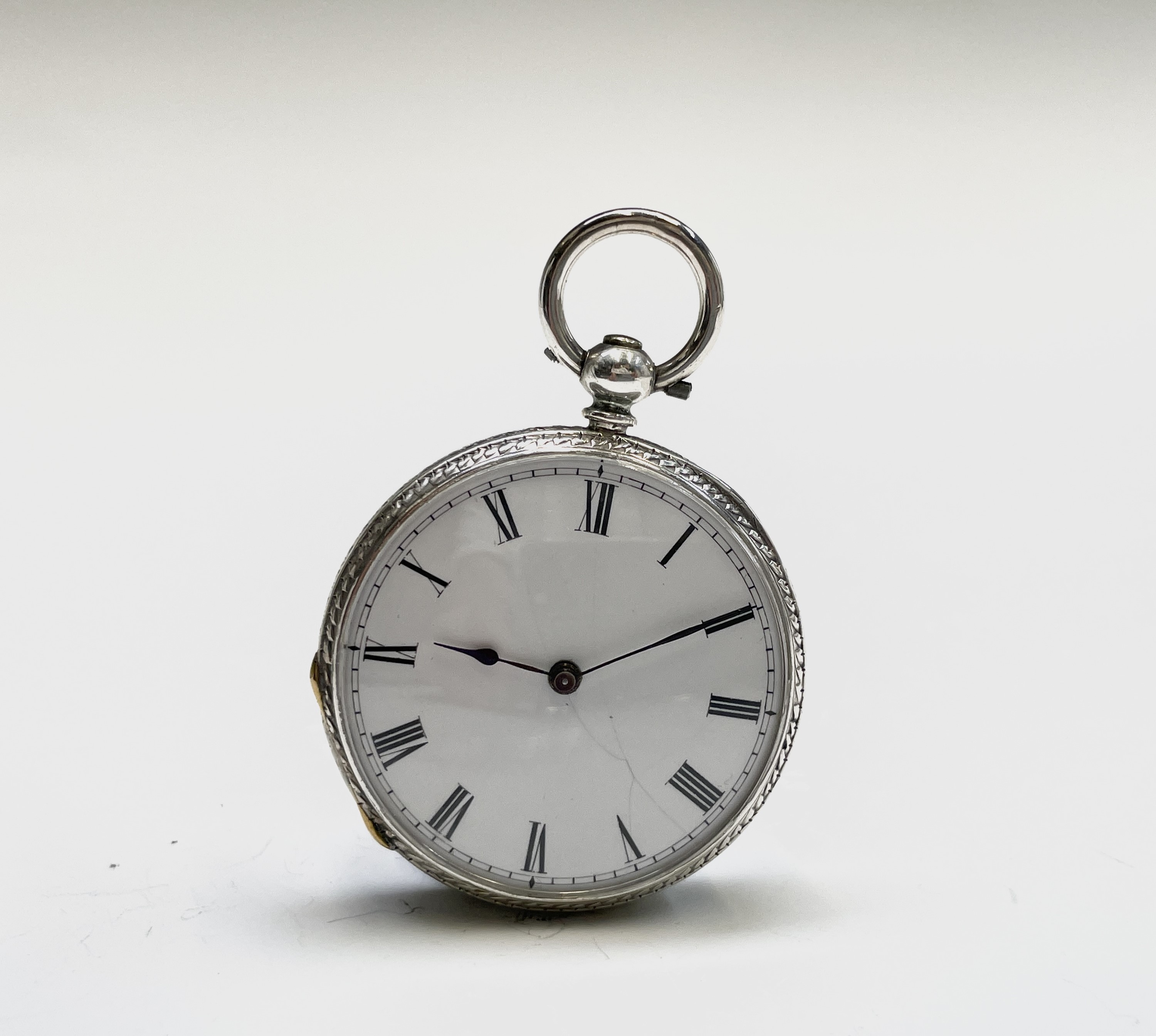 Ten silver cased key-wind fob watches each with plain white open face, the largest is 41mm. - Image 50 of 75